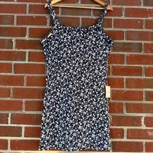 Blue and White Spaghetti Strap Slip Dress for Night Out